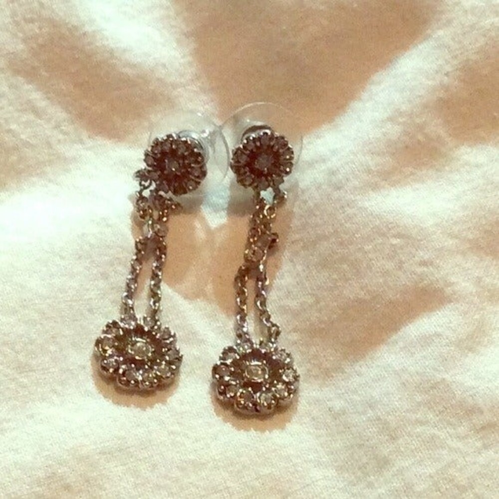Silver tone hanging earrings
